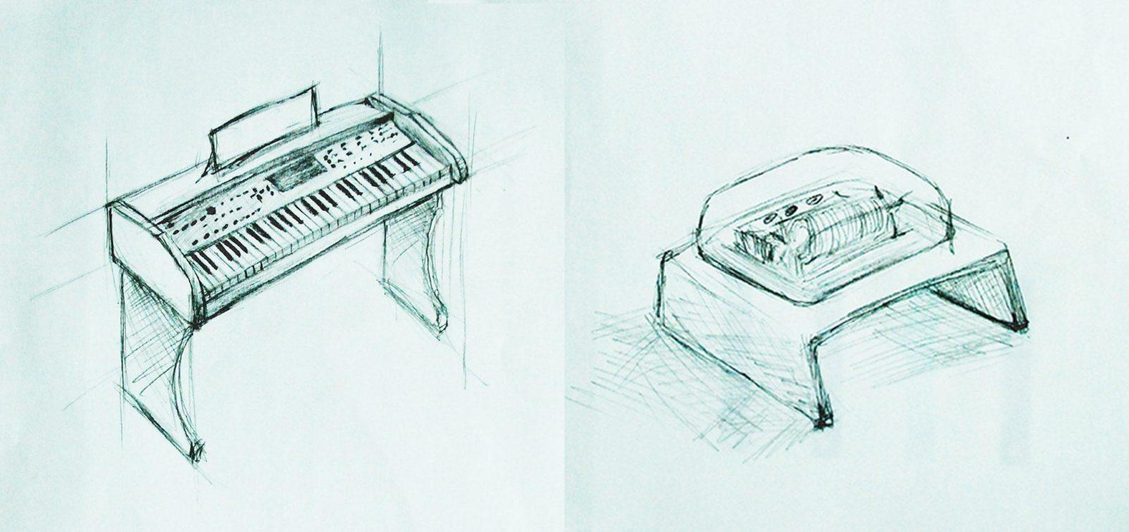 the prototype of programmable music box Muro Box was inspired by the shape of an electronic piano.