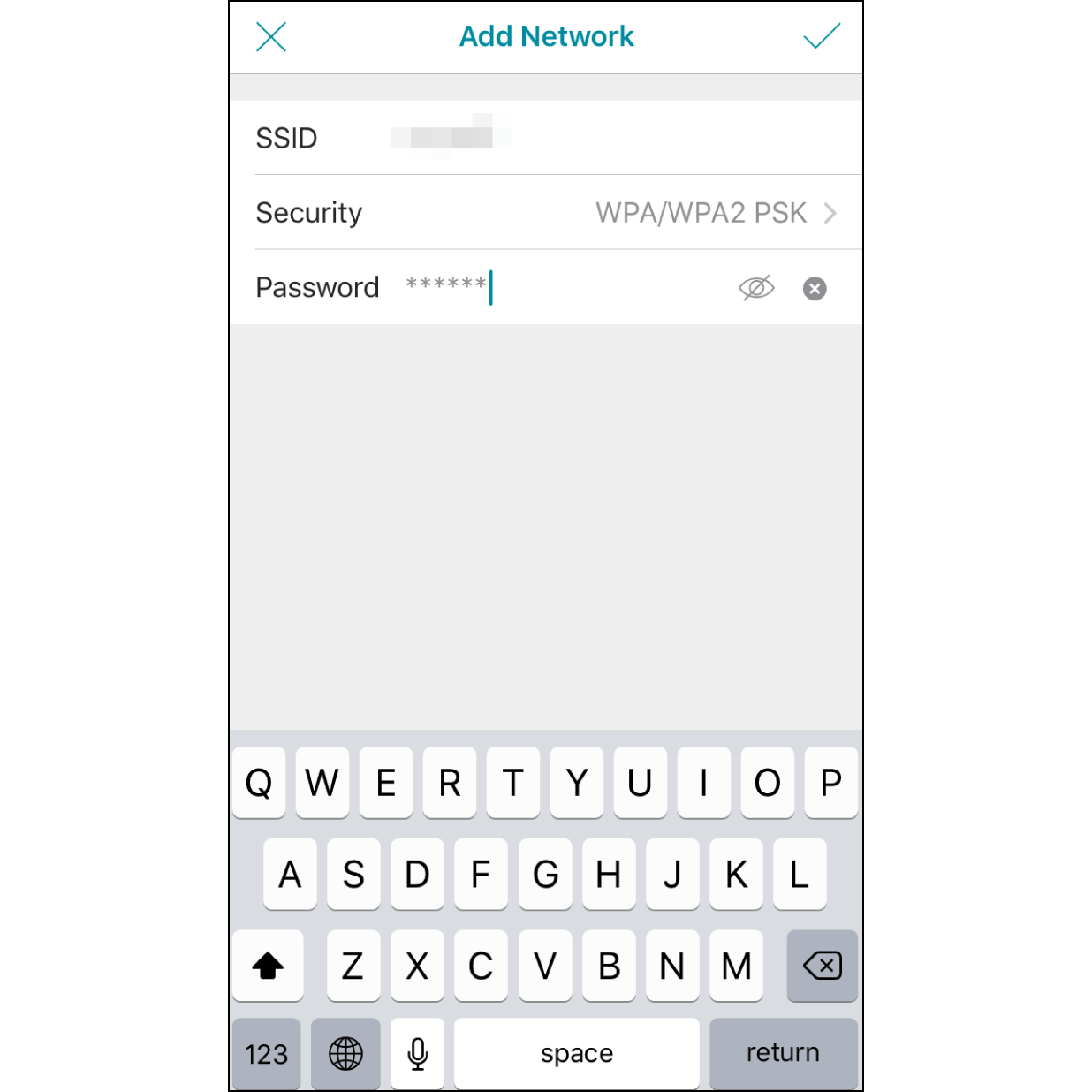 8. Connect to iPhone HotspotEnter the corresponding iPhone network name, set security to “WPA/WPA2 PSK”, then enter the password. Finally, hit the check mark at the top right corner.