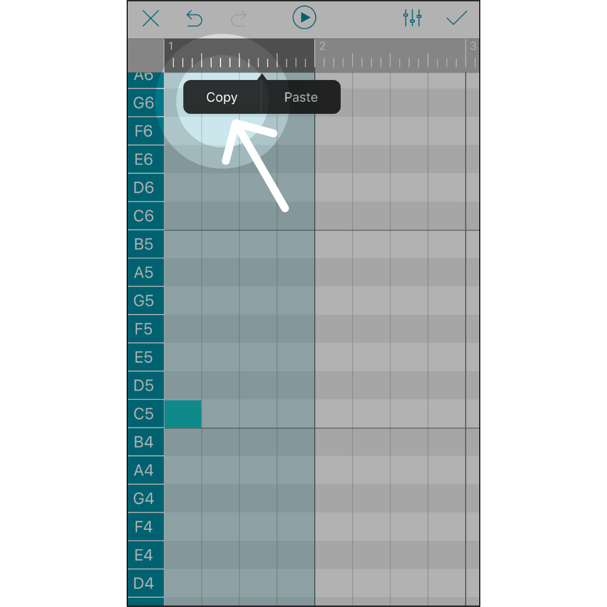 Copy Notes in the SectionHit “Copy” to copy all of the notes in this selection. The content and length of the notes within the selection will be saved temporarily in the pasteboard.