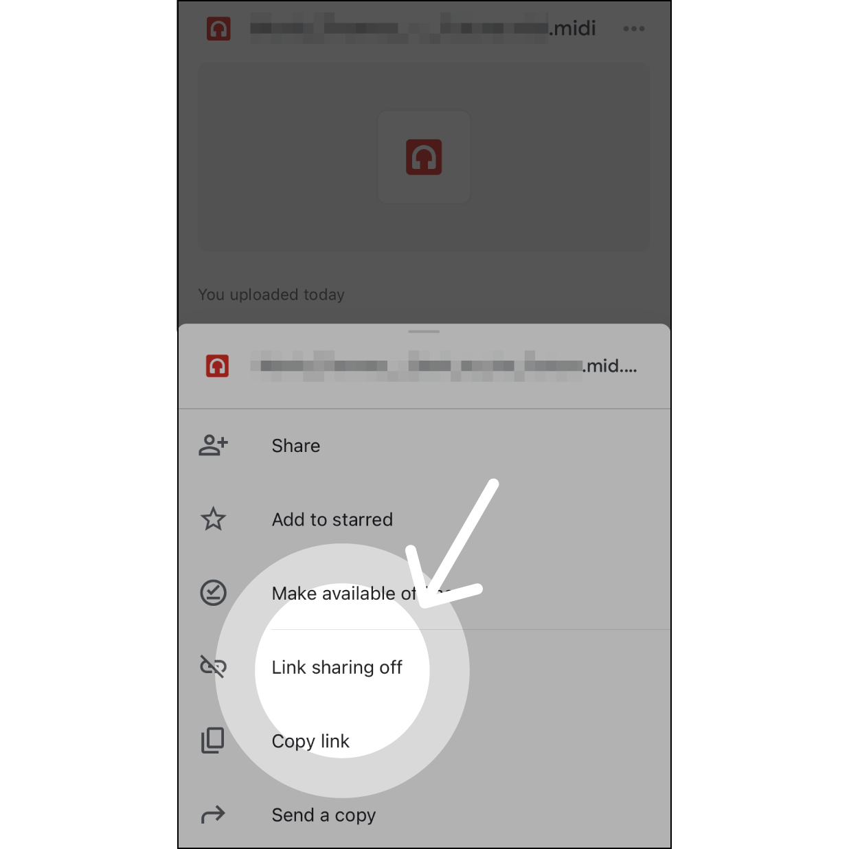 3. Turn on Link Sharing FunctionSelect “Link Sharing Off” to turn on the link sharing function.