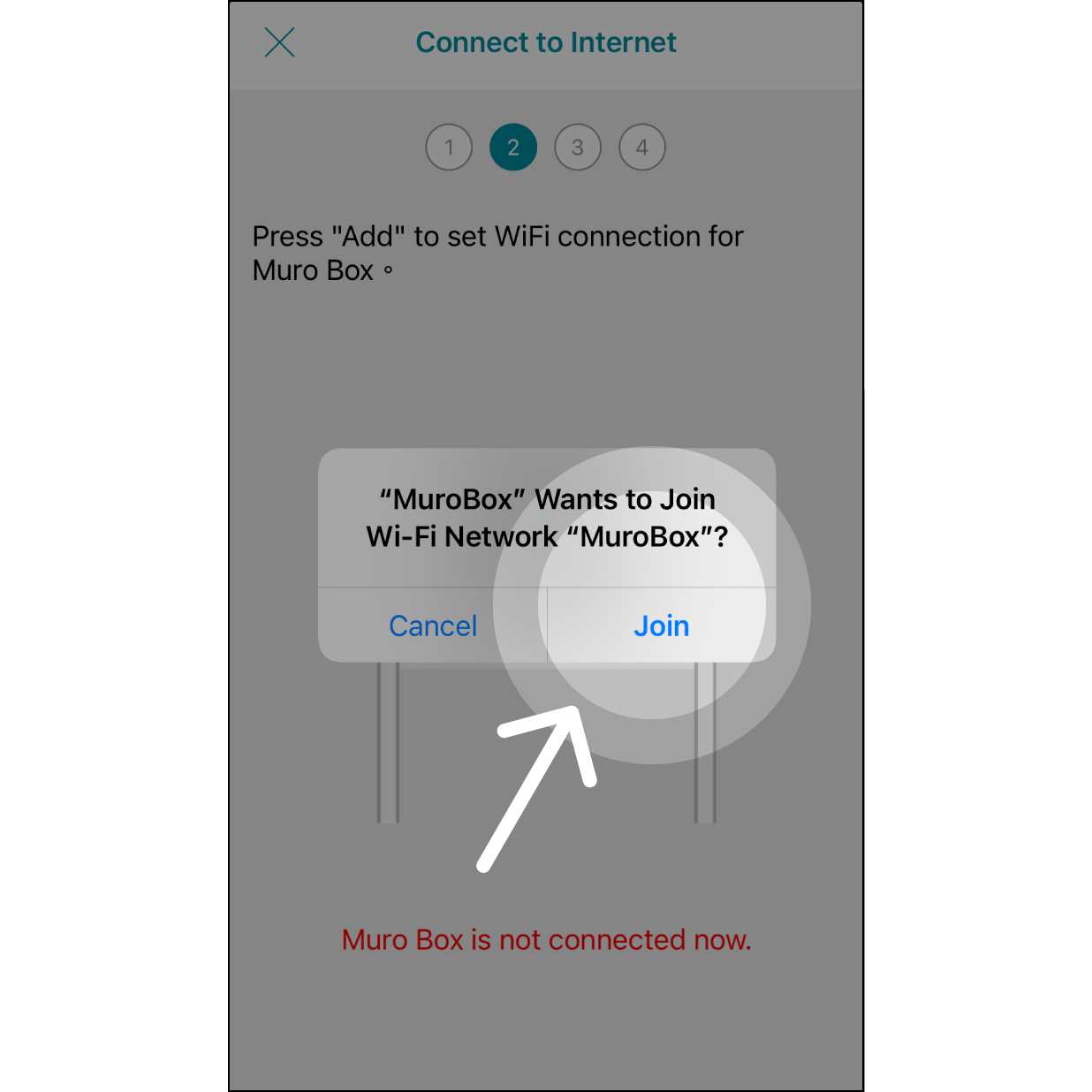 5. Join the Wi-Fi Network "Muro Box". Press "join" to set WiFi connection for Muro Box.