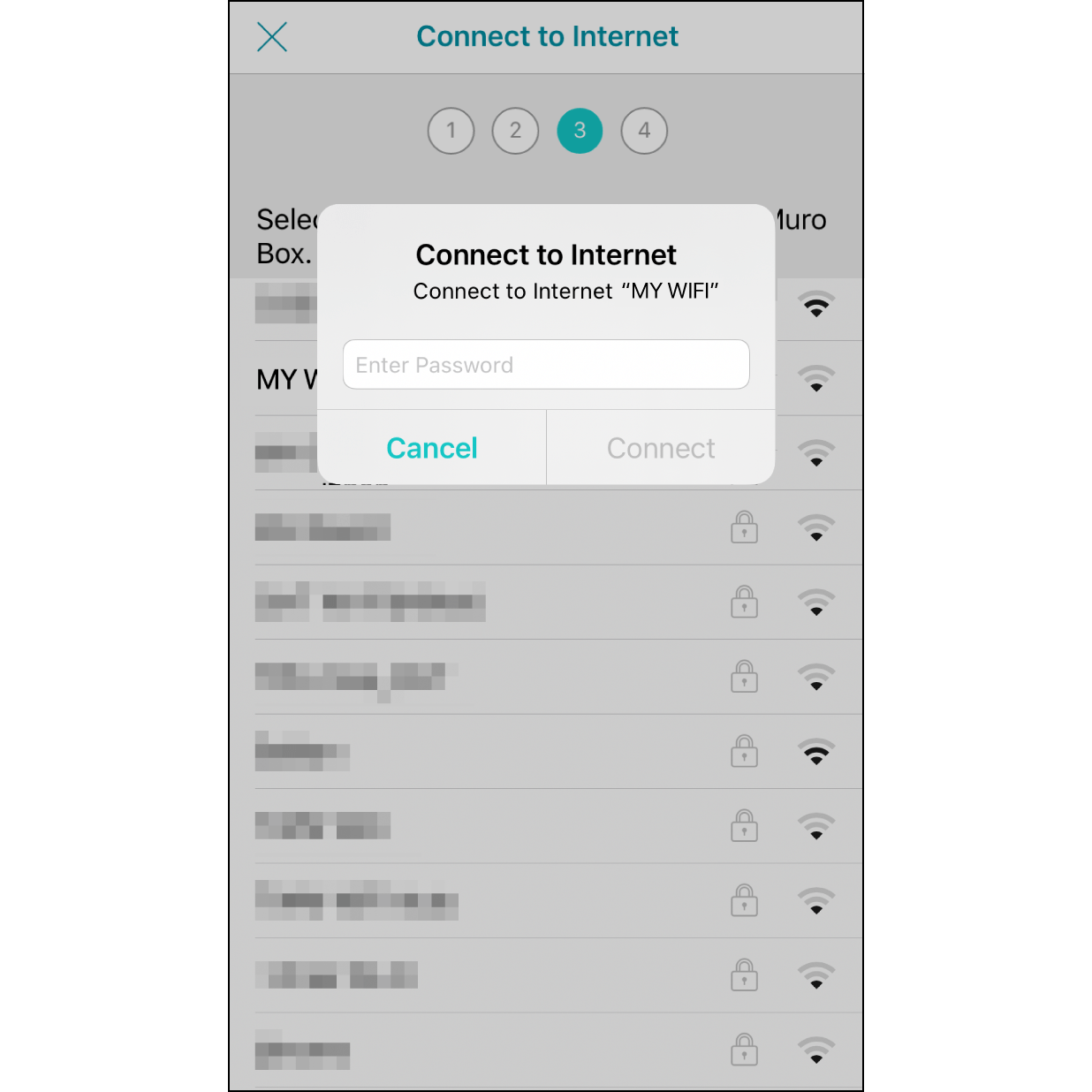 8. Connect the Wi-Fi. At the internet connecting page, enter the password and click on "Connect" (if your internet is without password, then please skip this page).