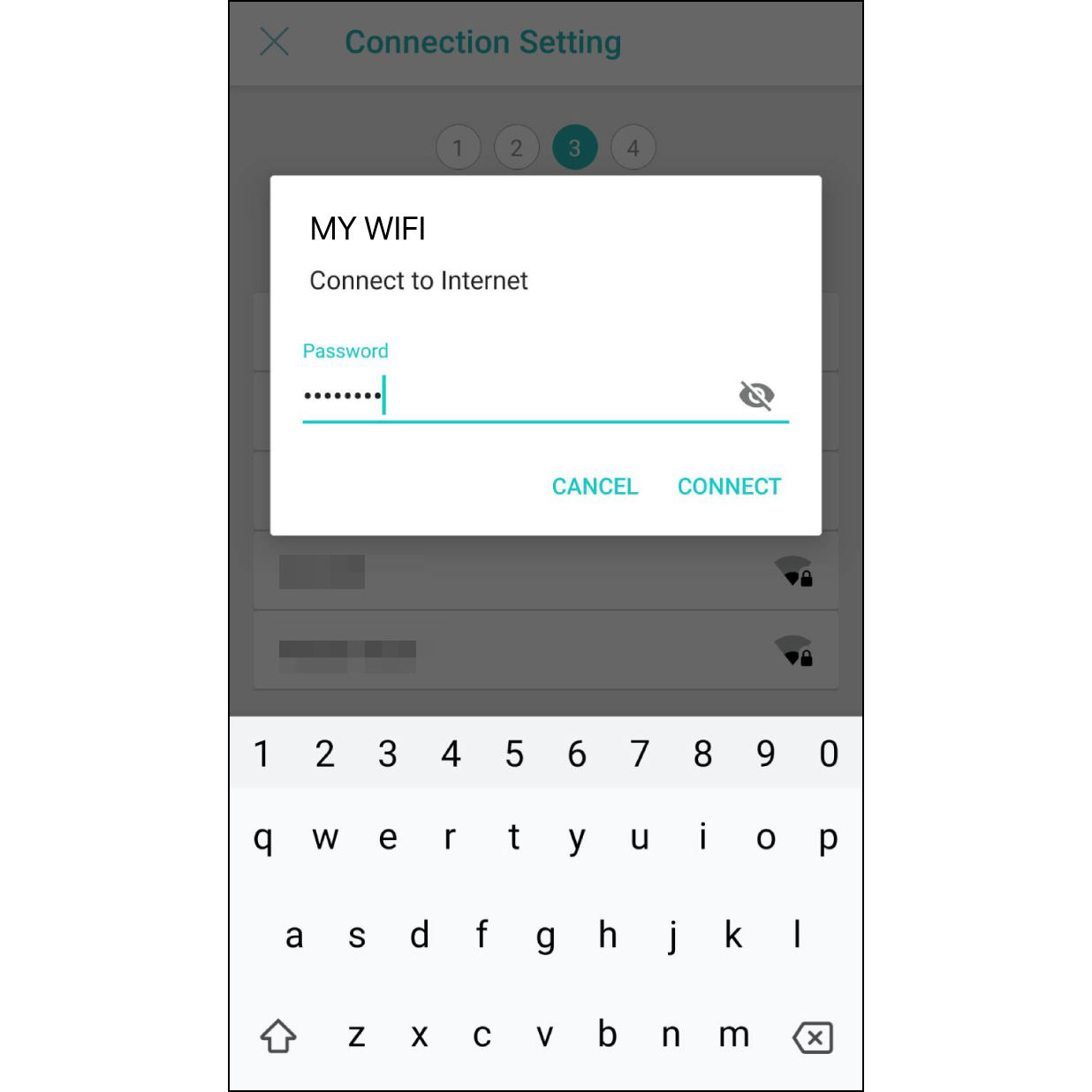 9. Connect the Wi-Fi. At the internet connecting page, enter the password and click on "Connect"(if your internet is without password, please skip this page).