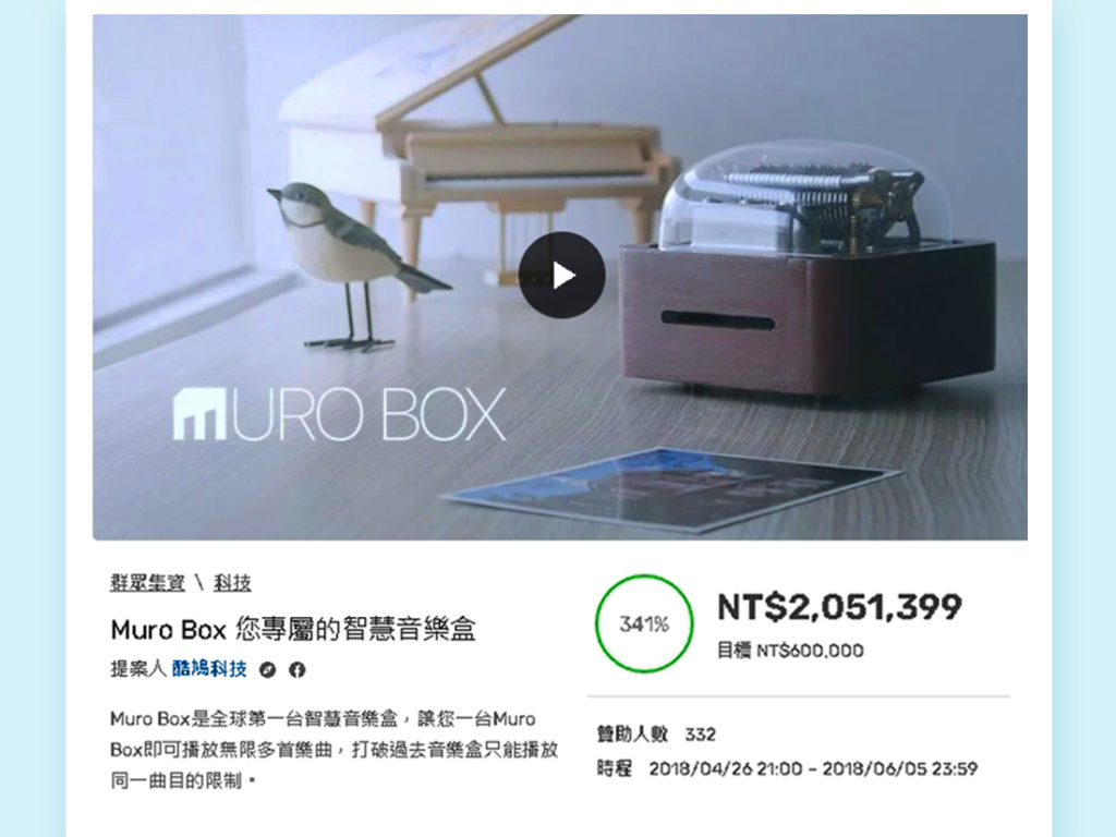 2018-Muro Box在台灣第一次群募的專案頁