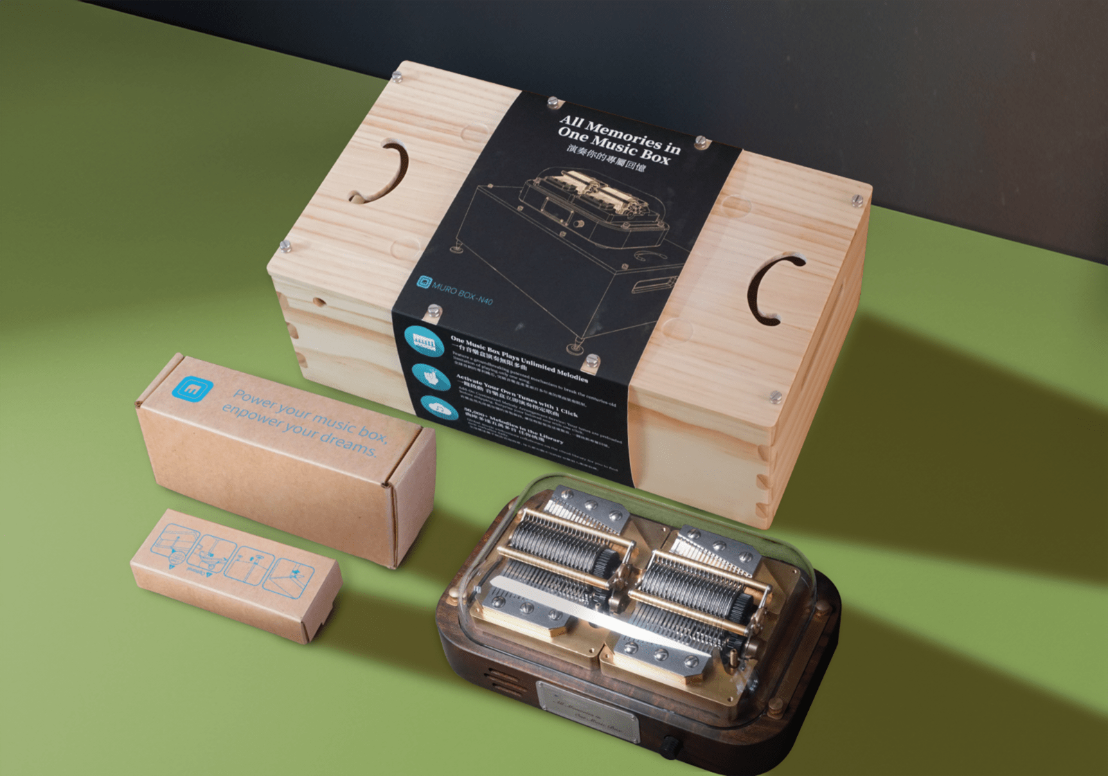 Muro Box-N40 Packaging: The Only App-Controlled and programmable Music Box in the World