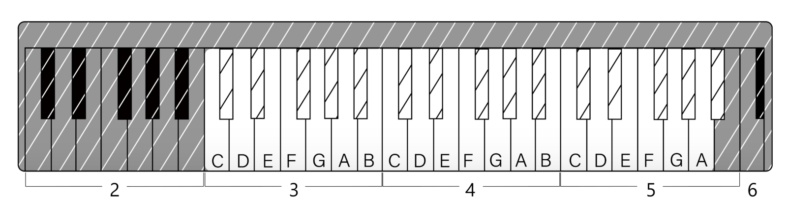 Muro Box-N20 Scale Diagram on Keyboard