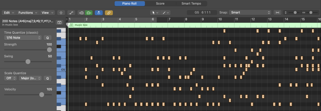 When the same MIDI file is imported into the Muro Box app, it will automatically disregard the note lengths and velocities, resulting in a MIDI file where all notes have the same length and volume.