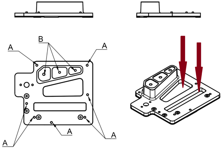 The above is an engineering diagram of the music box base sample. The arrow indicates the location of the openings.