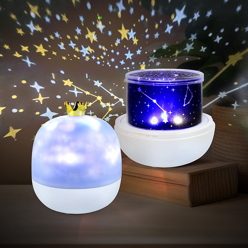 皇冠星空旋轉音樂盒投影燈，附遙控器
